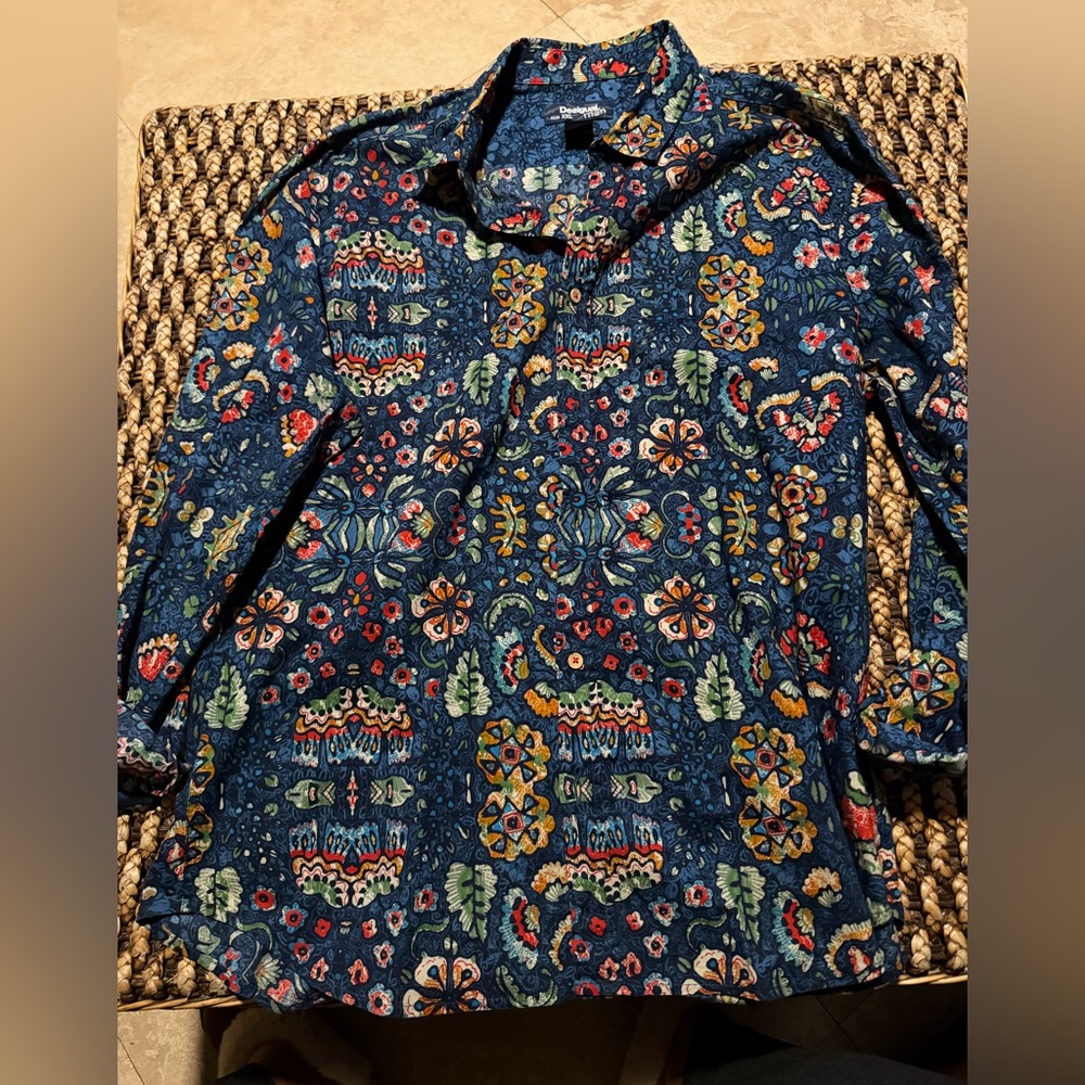 Desigual Men's Joan Blue Floral Shirt (M3) - Picture 7 of 10